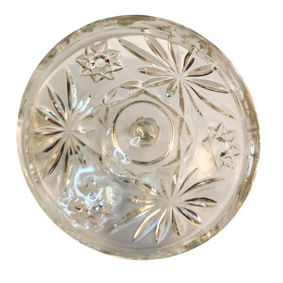 Anchor Hocking  Star Of David Clear Pressed Glass Candy Dish With Lid - Picture 8 of 10